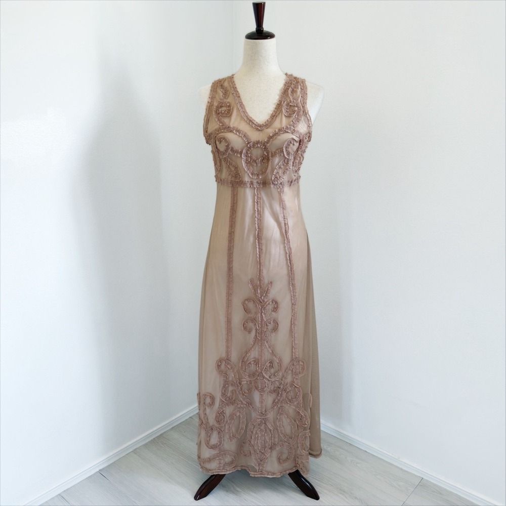 VTG Papillon Dress Womens Medium Blush Feminine Victorian Delicate Fairy Whimsy